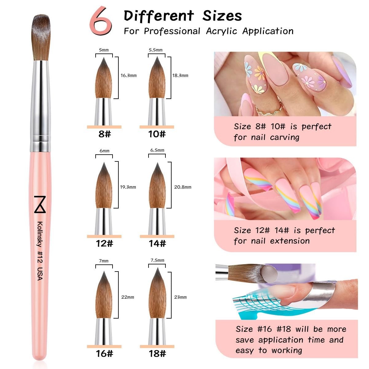100% Kolinsky Nail Brush