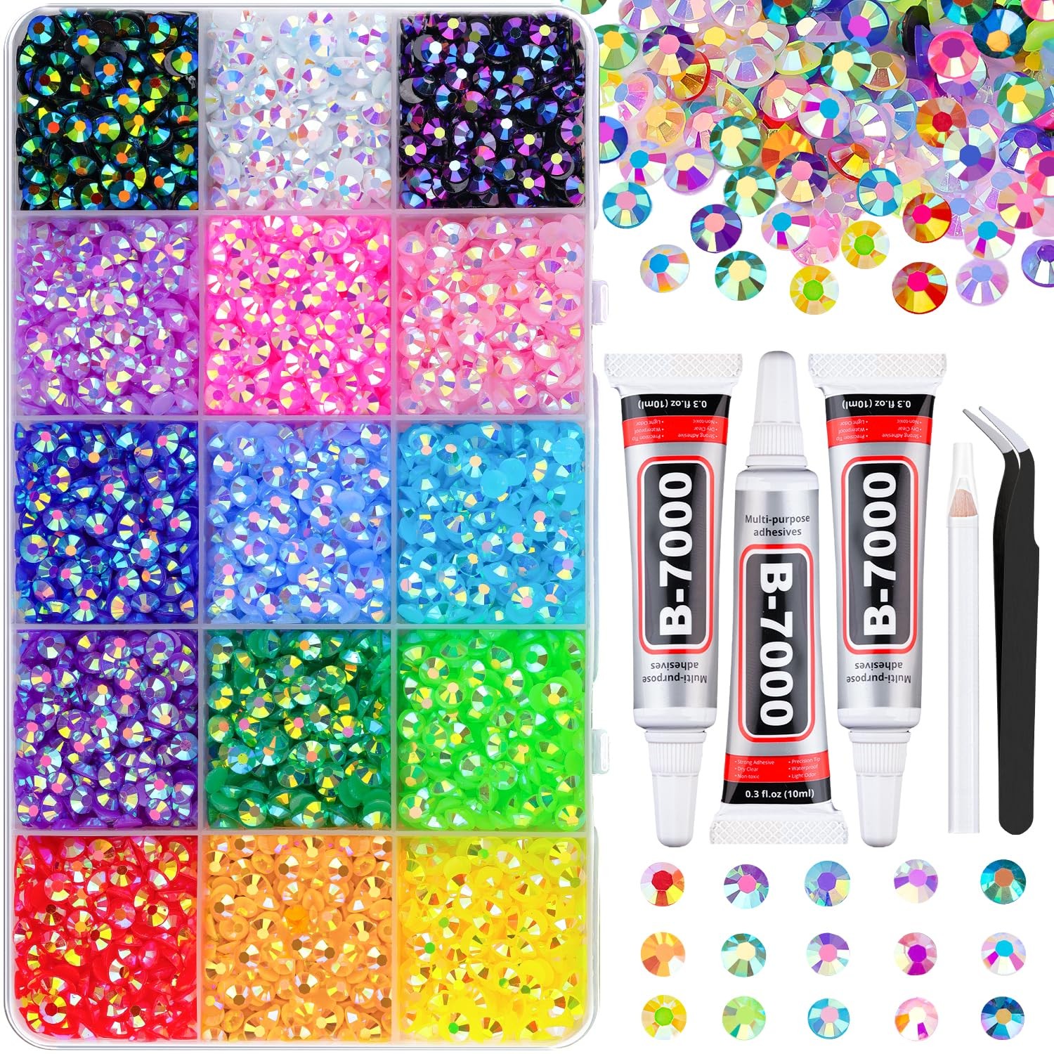 5200Pcs Resin Jelly Rhinestones for Crafting, Mixed-Color 5mm Flatback Gems, …