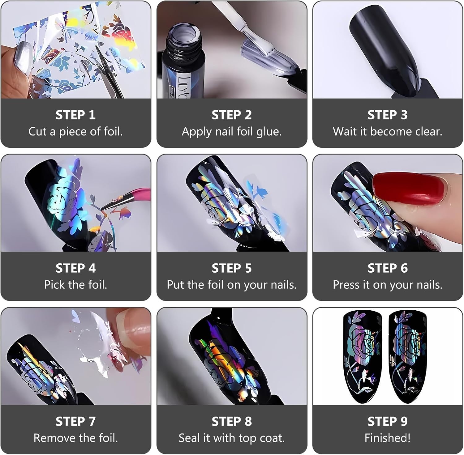 Lace Transfer Nail Foil White and Black Nail Transfer Foil Sticker, Flower Na…