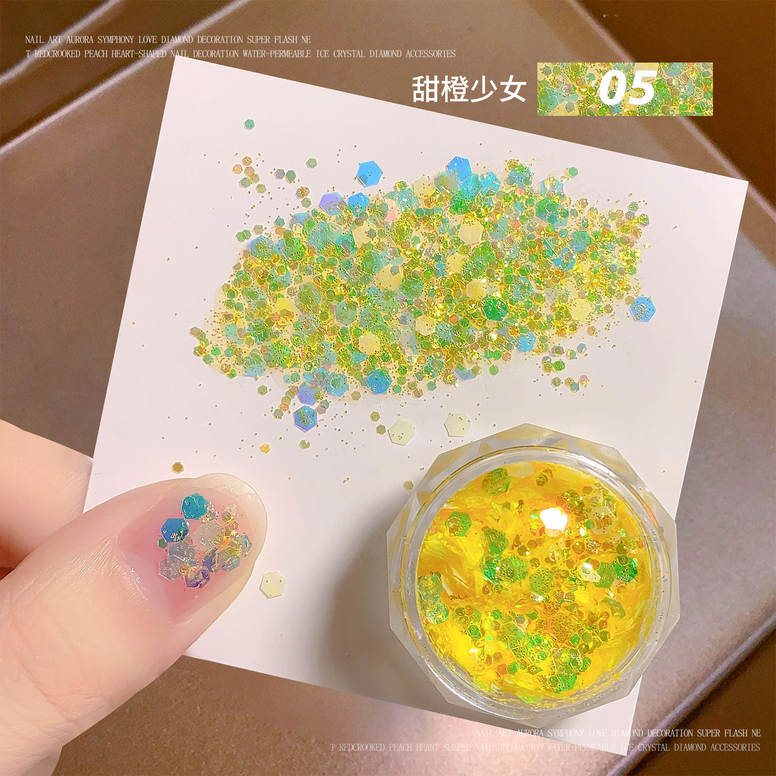 Mixed Colorful Holographic Nail Glitter Powder Sequins Nail Flakes Chrome 3D DIY