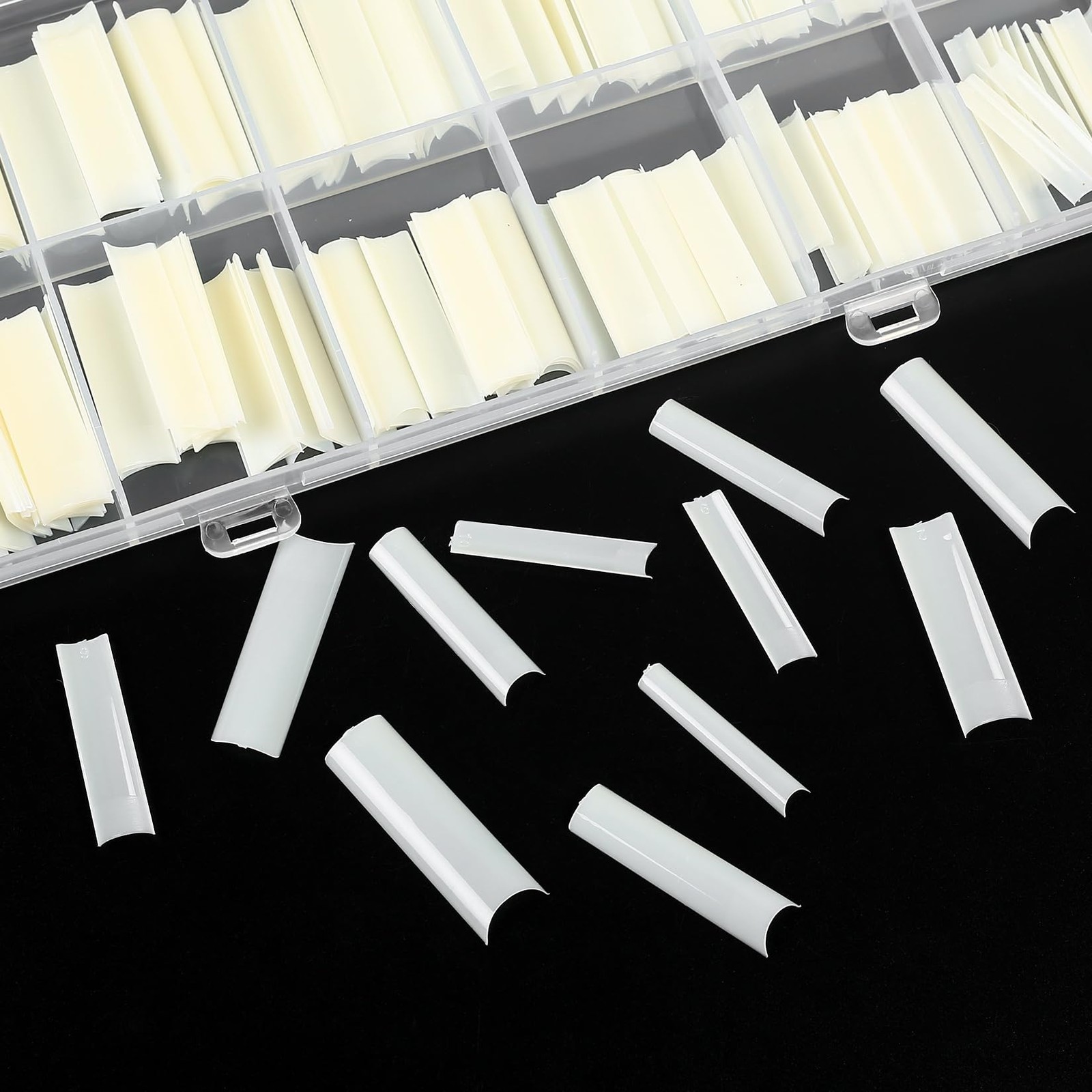 KOXXIAMOQ 240 Pcs Square Nail Tips, natural Extra 0-11, 12 Sizes,