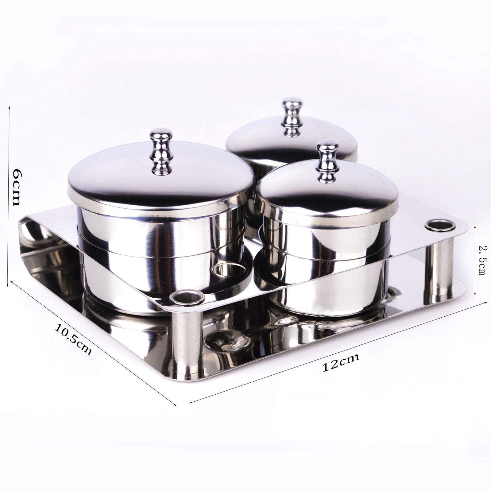 3Pcs Nail Dappen Dish with Lids Stainless Steel Cleaning Bowls Equipment Cups