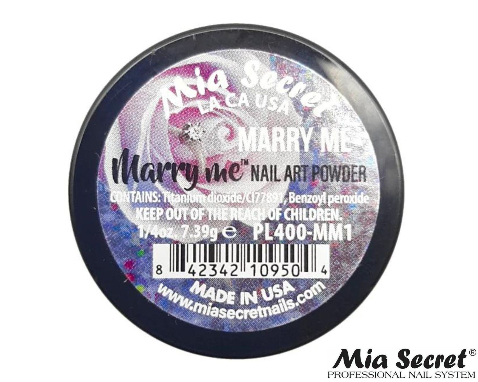 MIA SECRET Nail Art Powder 1/4oz- MARRY ME (MARRY ME COLLECTION)
