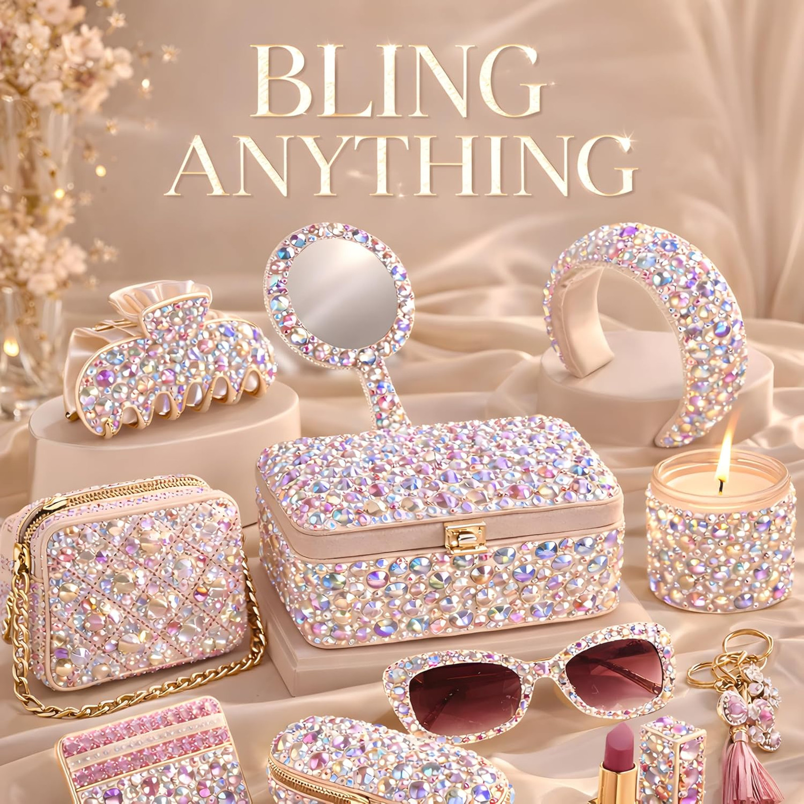 Rhinestone Bedazzling Kit with 40000 Pcs 3mm Resin Jelly Gems 40 Colors for