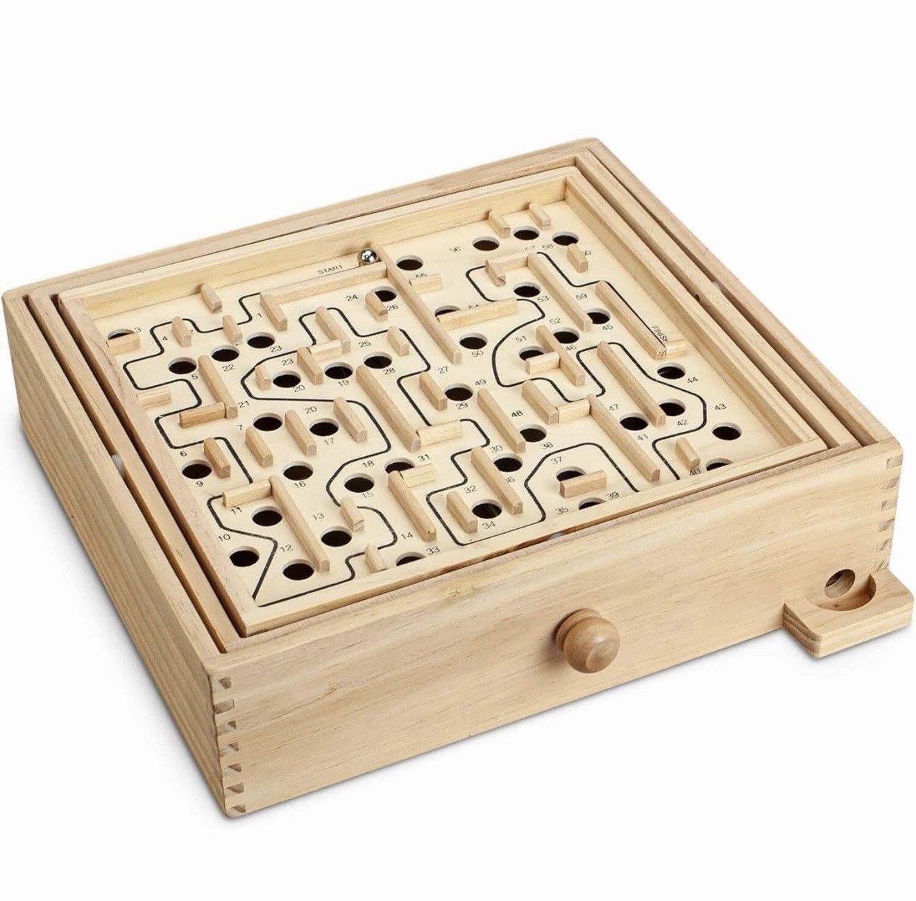 STERLING Games Large Wooden Labyrinth 13.5″ x 13″ Marble Ball Tilt Maze Wood…