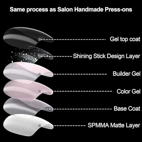 16 Sizes Shining Design Short Square Press on Nails – Soft Gel Fake Nails