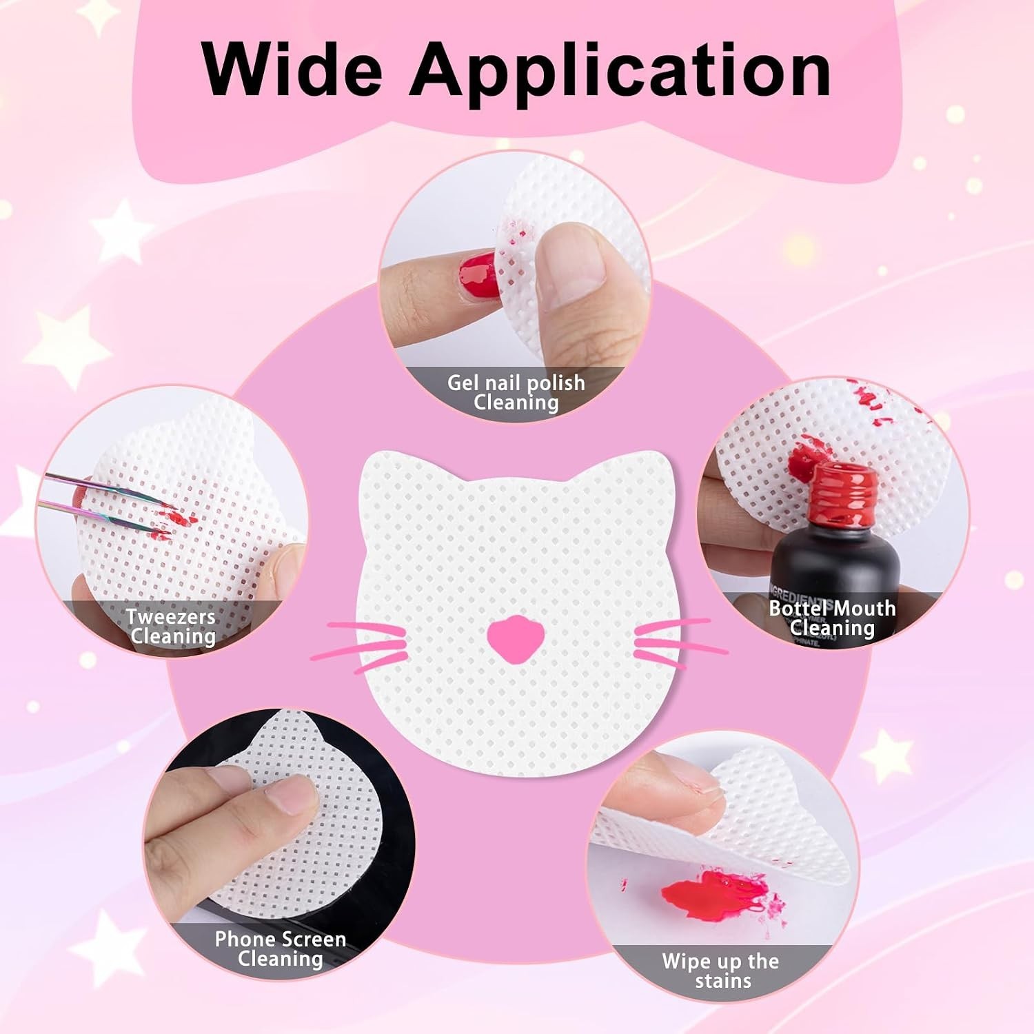 Nail Wipes 400PC Cat Shape Lint Free Super Absorbent Gel Polish Remover Pads …
