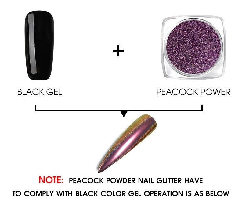NEW CHAMELEON PEACOCK 12 colours HOLOGRAPHIC Nail Art Powder Nails Mirror Chrome