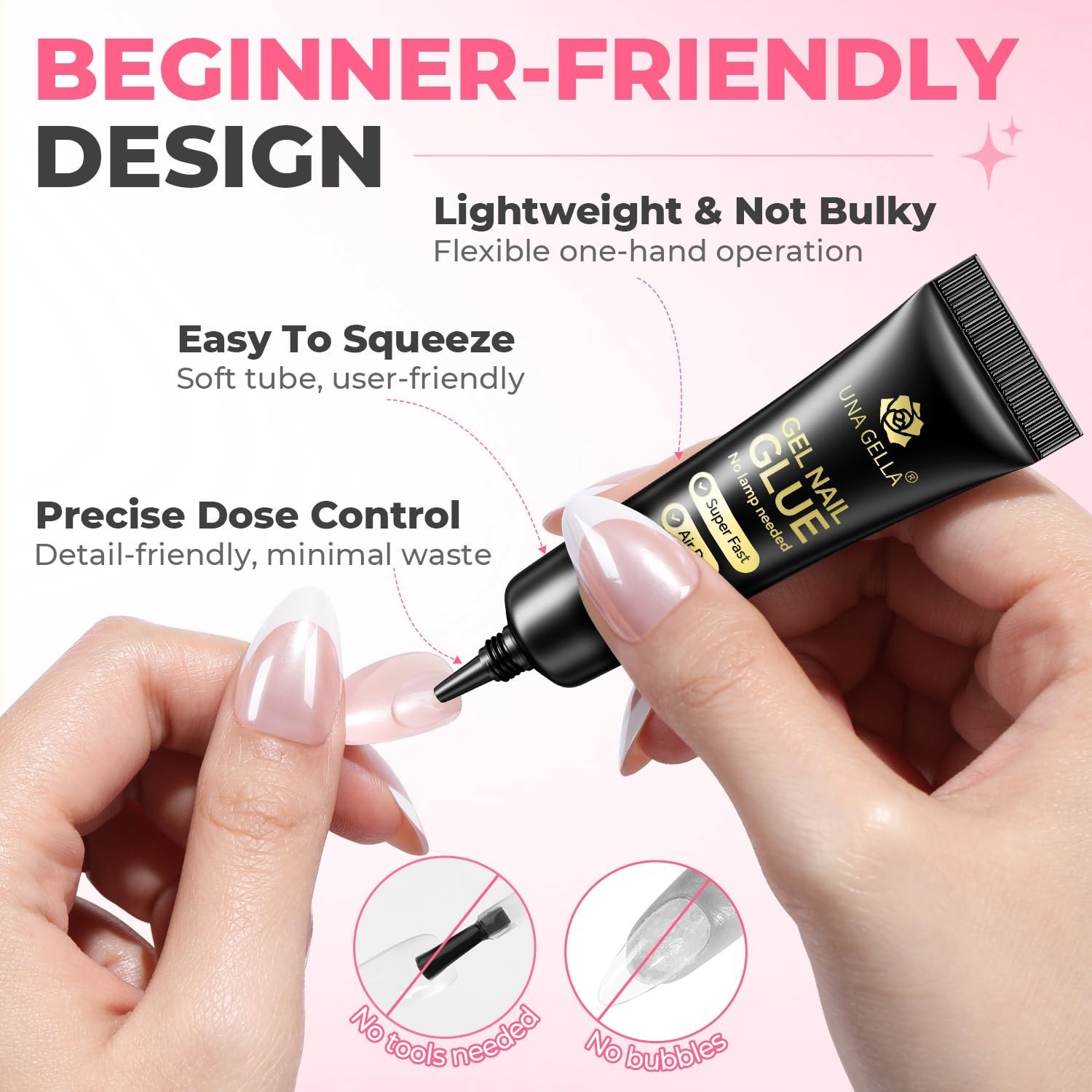 15g Nail Glue for Press On Nails + 20ml Non-Acetone Remover Kit, Quick Dry Gel