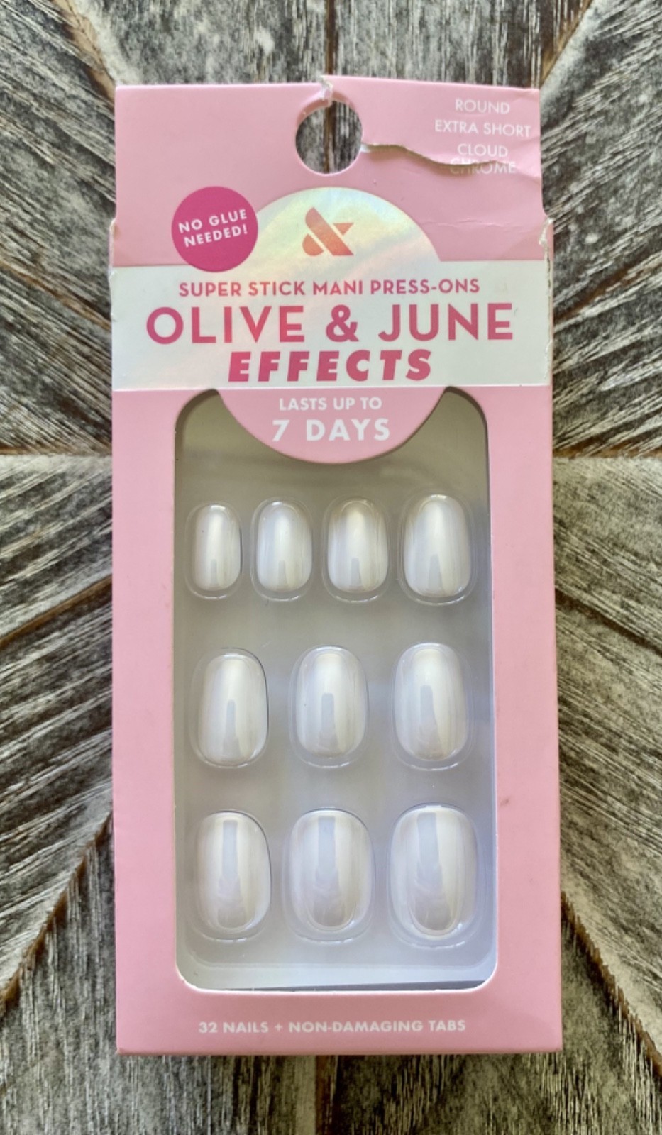 NEW! Olive & June Press-On Nails Lot of Four Pastel White Chrome FREE SHIPPING!