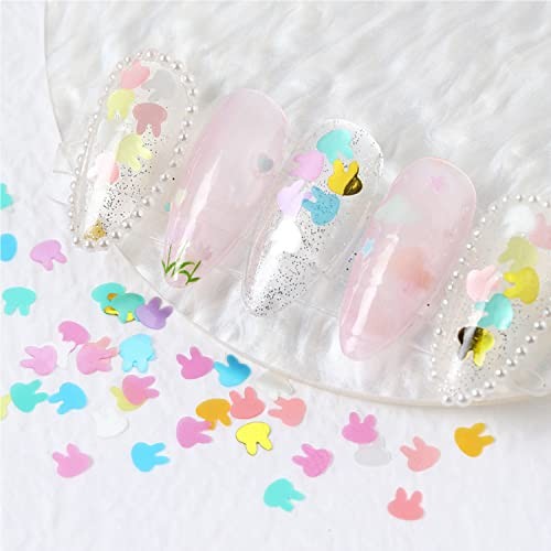 Rabbit Nail Art Glitter Sequins 12 Grids Nail Sequins 3D Rabbit Flakes