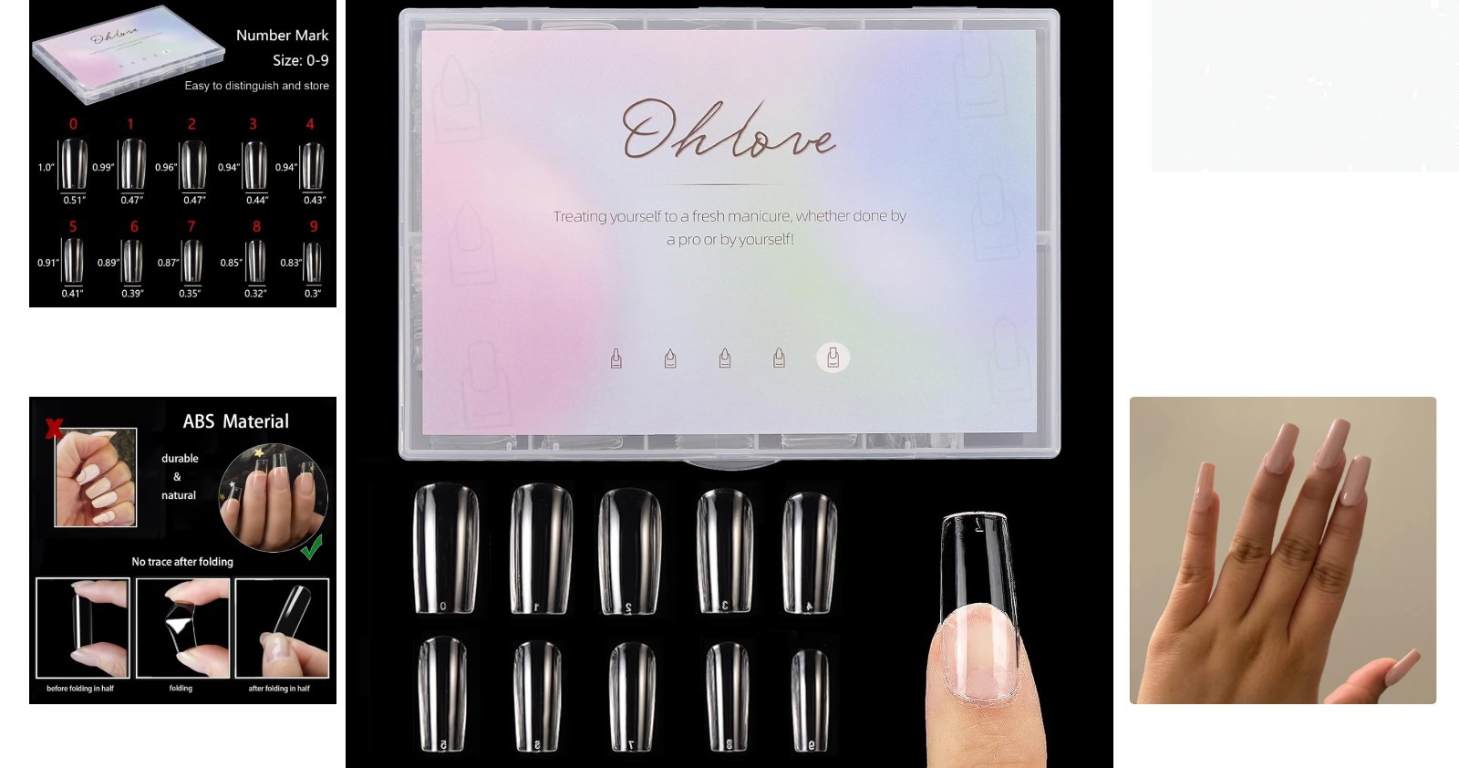 500Pcs High-Quality Square Nail Tips with Glossy Finish for Beautiful Nails