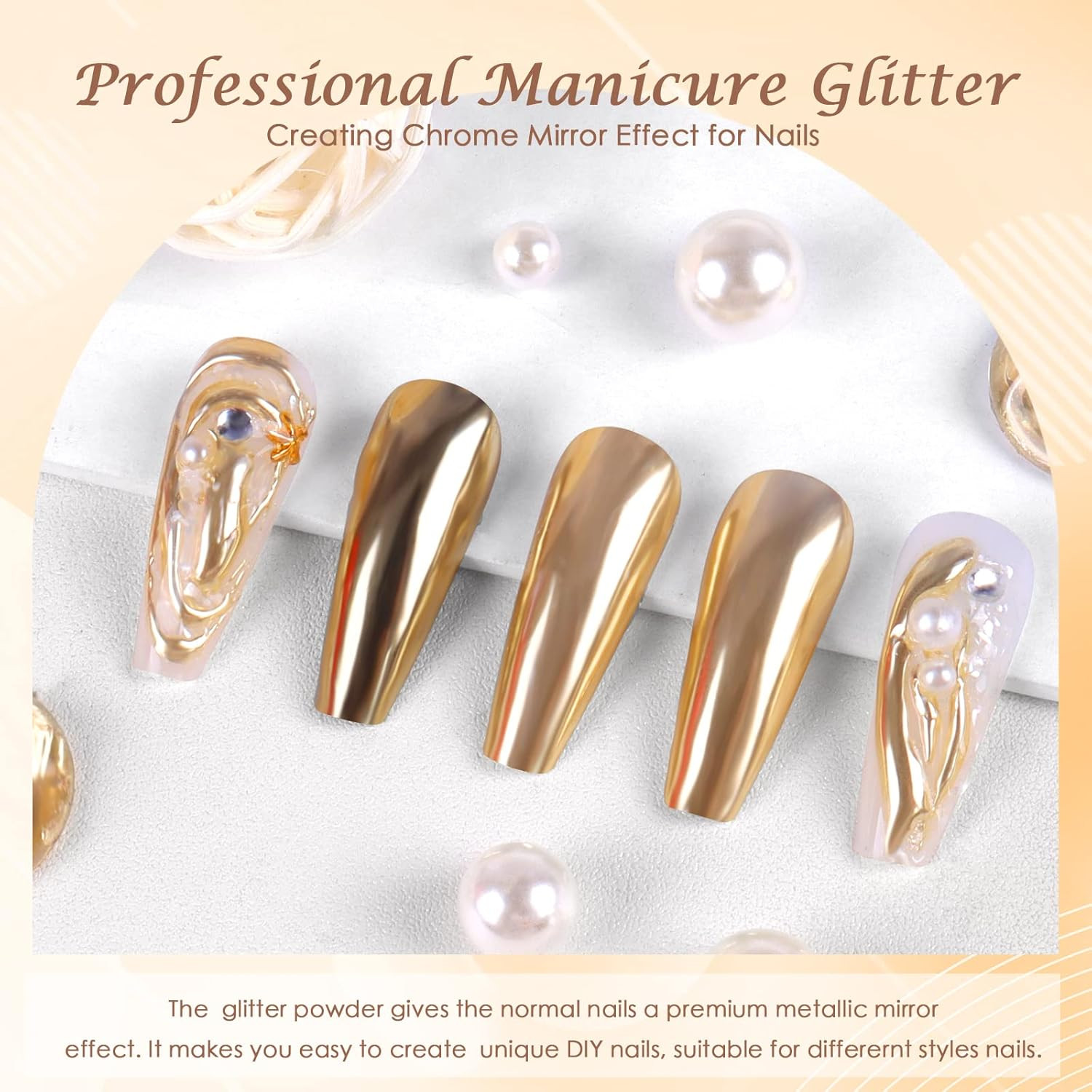 Chrome Nail Powder Mirror Effect Metallic Dust Holographic Glitter Glazed Manicu