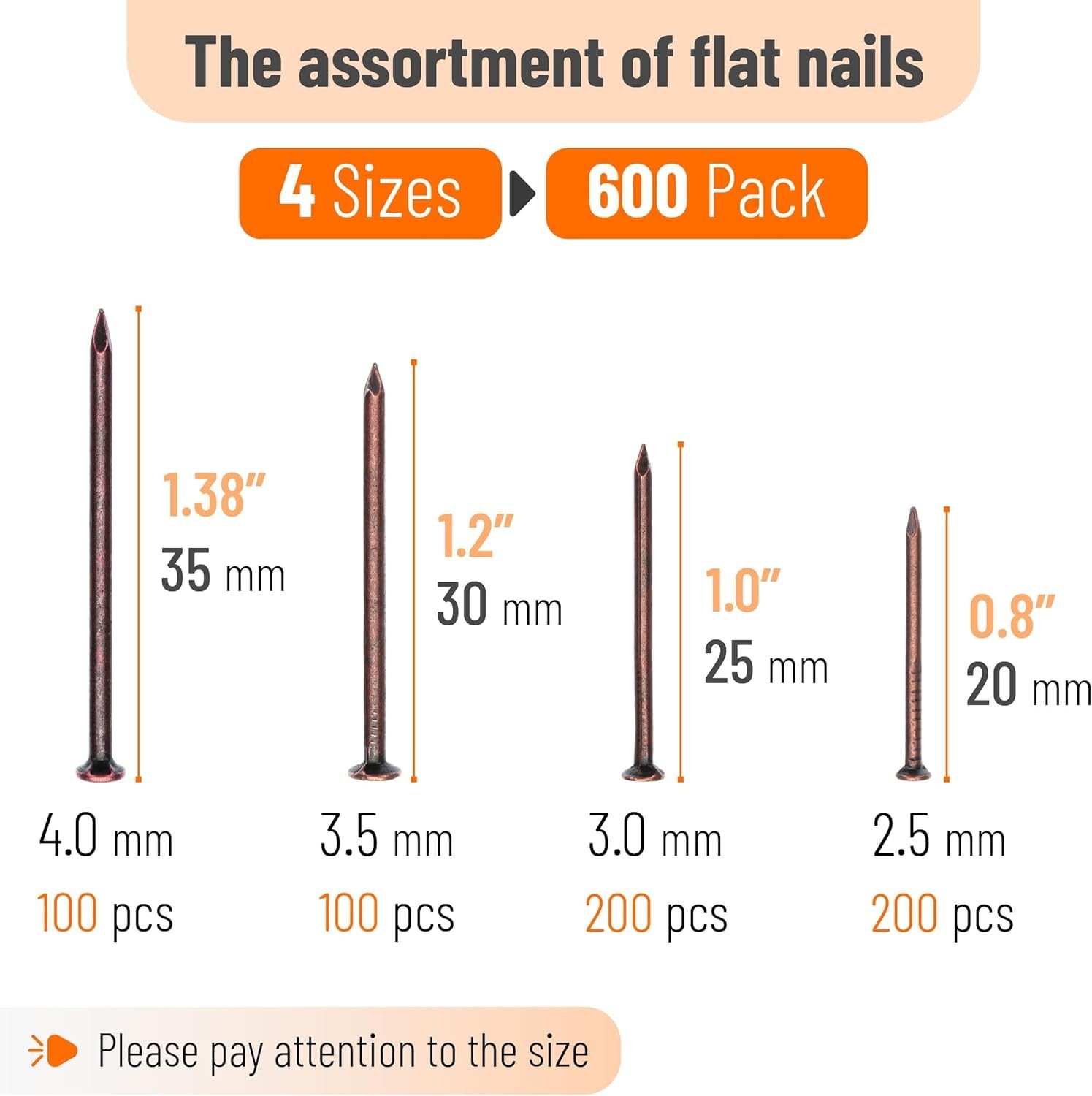 Versatile 600-Pc Nail Assortment Kit for Wood & Drywall Projects in Bronze