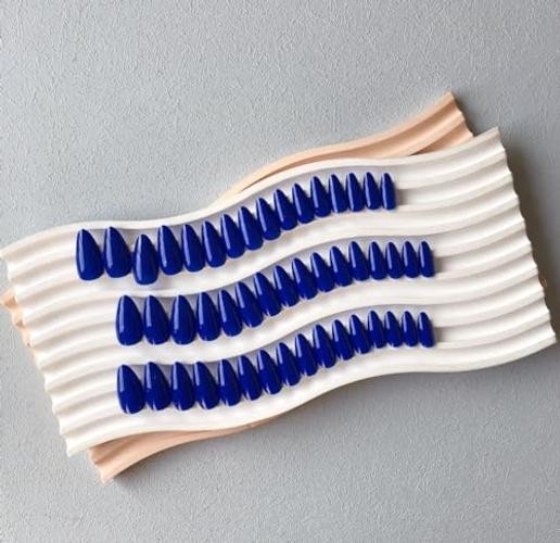48 Pcs Almond Press on Nails – Medium Length – Royal Almond Royal Blue