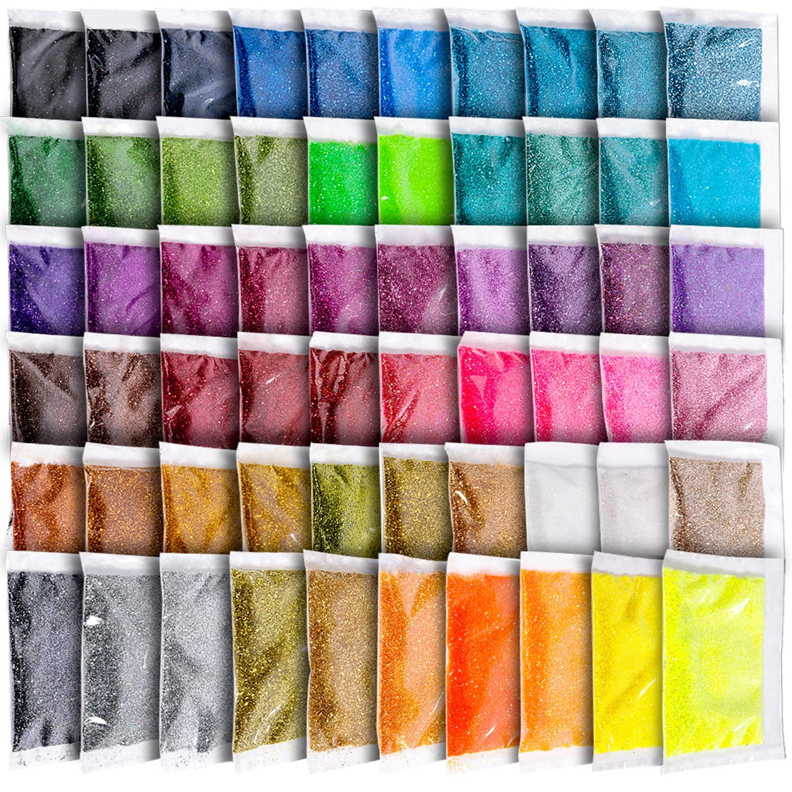 Fine Glitter, YGDZ 300g 60 Colors Extra Fine Craft Resin Glitter Packs, for T…