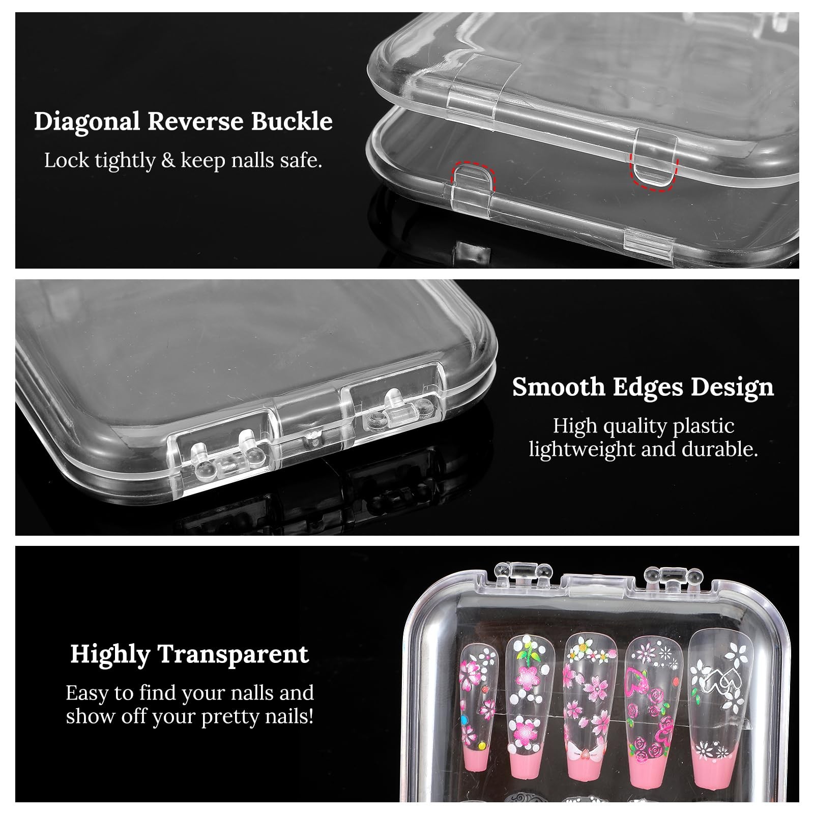 Molain 40 Pcs Clear Press on Nail 2.95 x x 0.5 Inch, transparent