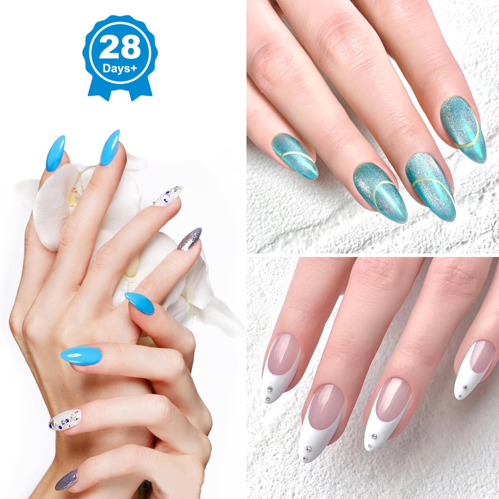 Short Almond Nail Tips, 360Pcs Soft Gel Full Cover Nails for Soak off Nail Ex…