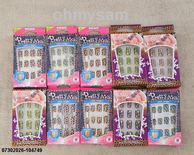 CLOSEOUT 6×12 NEW SET ARTIFICIAL NAIL TIPS MULTI COLOR /ANIMAL FULL SIZE