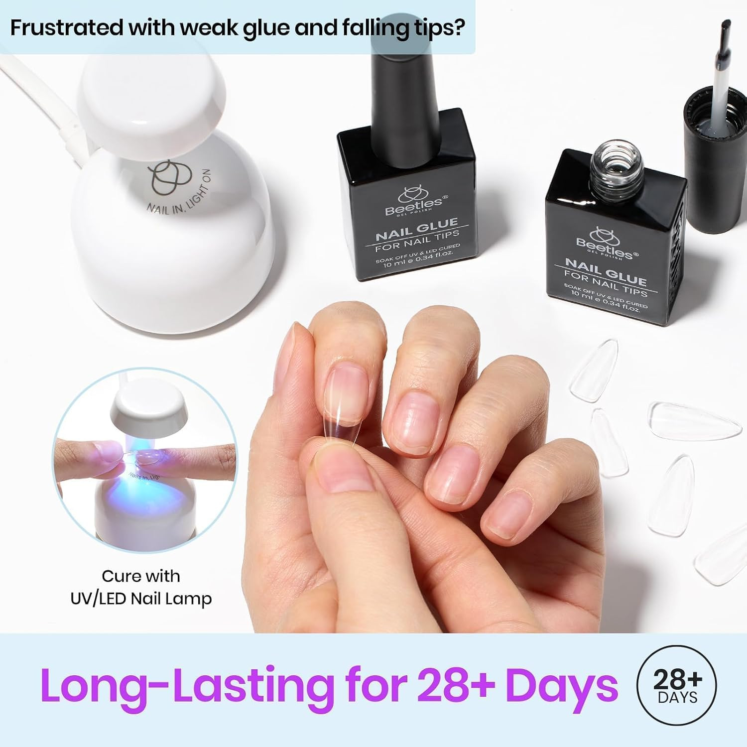 Beetles 9 in 1 Gel Nail Glue for Acrylic Nails Tips 2Pcs 10Ml | Super Strong Nai