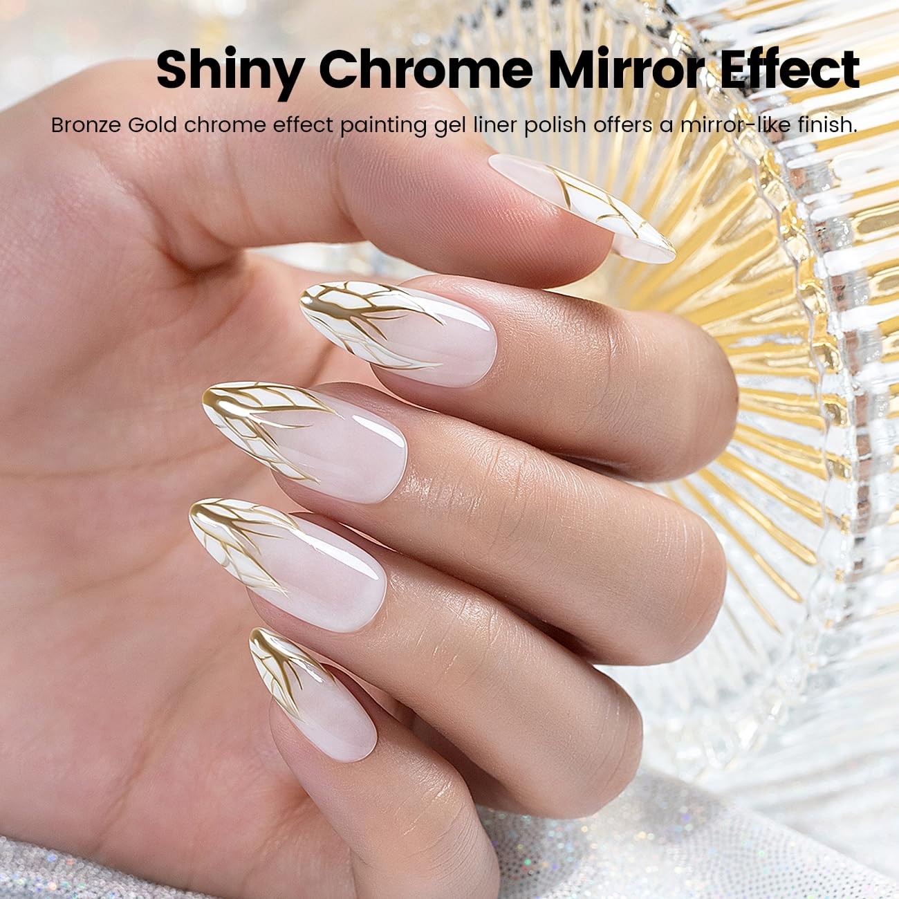 8ml Metallic Bronze Gold Nail Art Gel Liner – Chrome Mirror Effect for Elegance