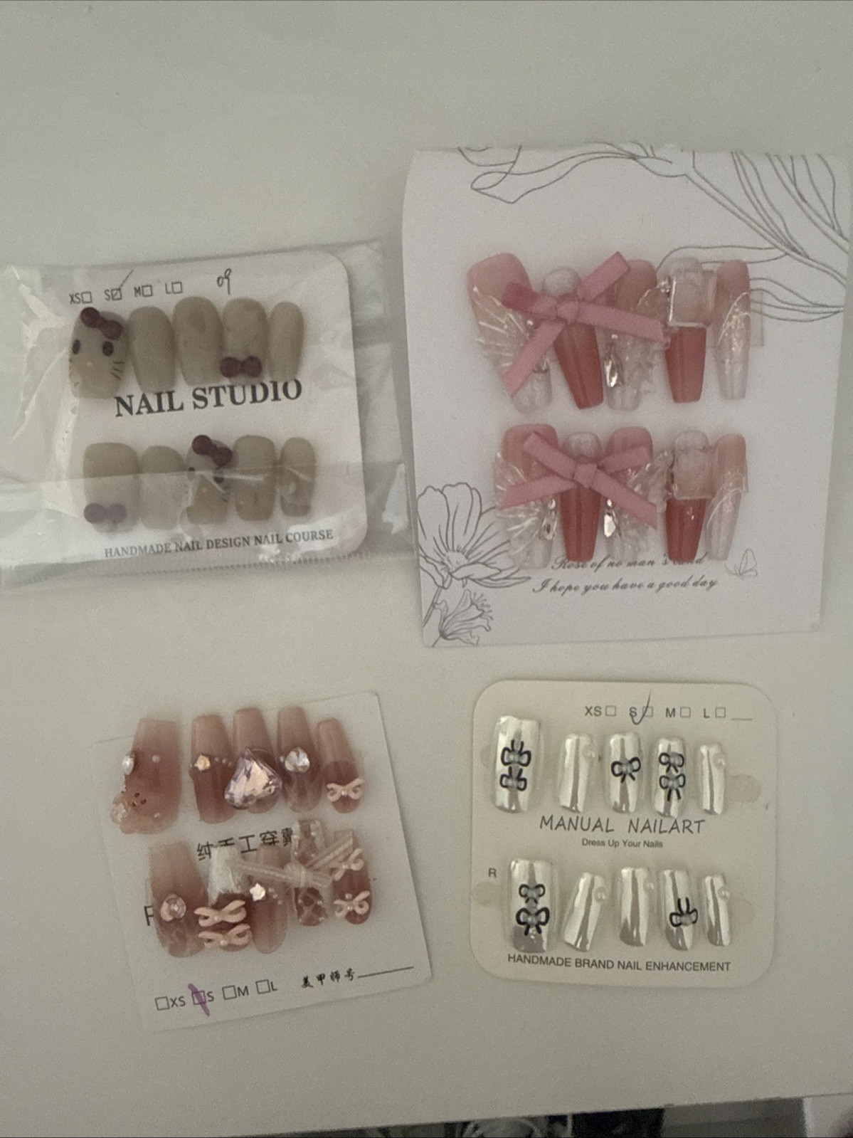 Handmade Press On Nails Set Bundle – Pink Nude Nail Art Designs – Gel Style Fake