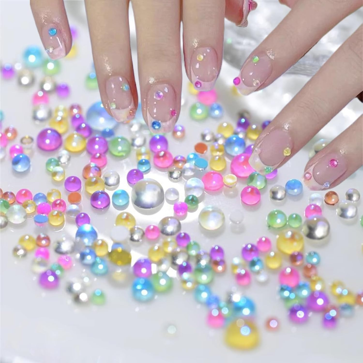 2000PCS Colorful Rhinestones Nail Art Charms Multi Shape Crystal Flat Back Nail