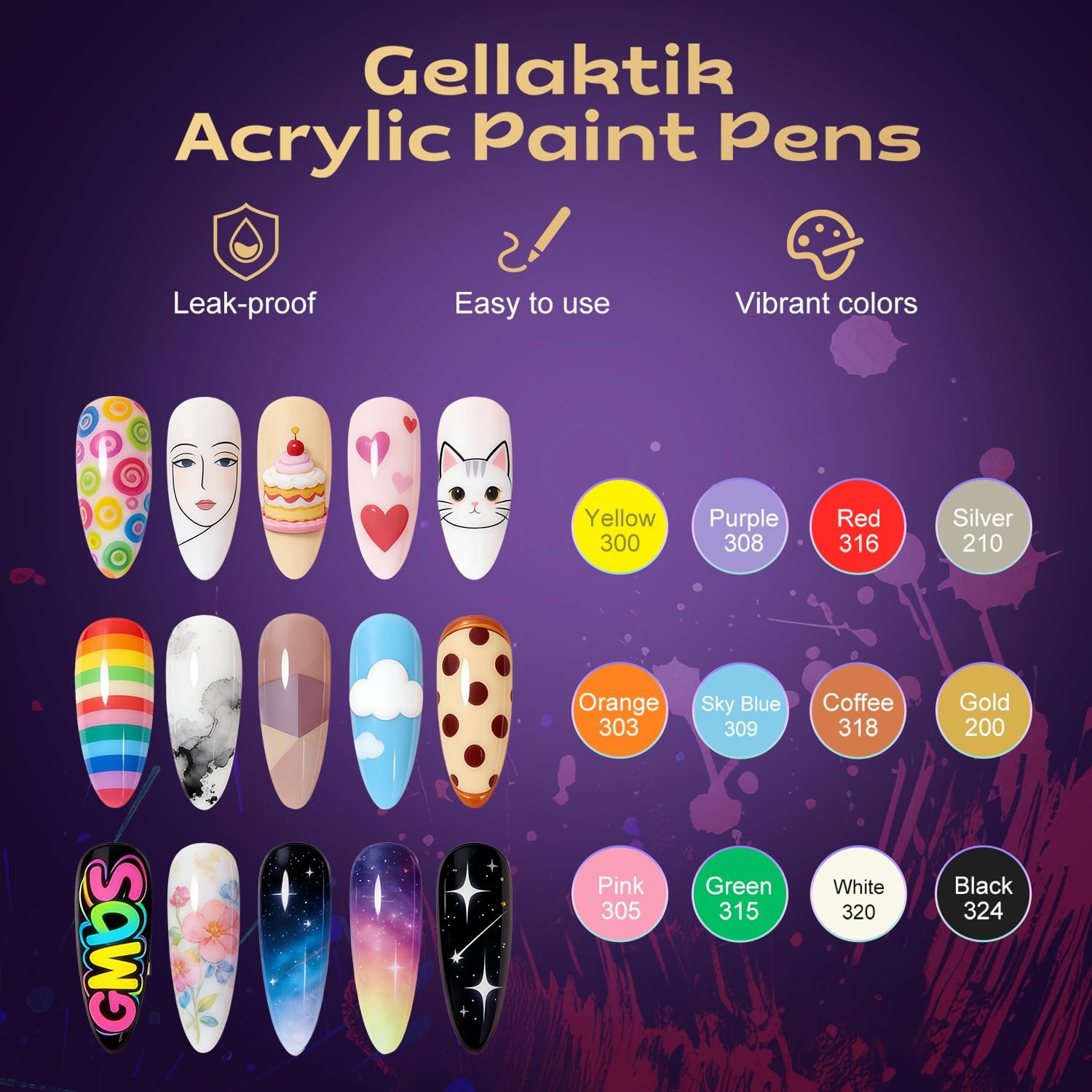 Nail Art Pens Set,12 Colors Double-Ended Nail Polish Markers Pens for 3D Nail…