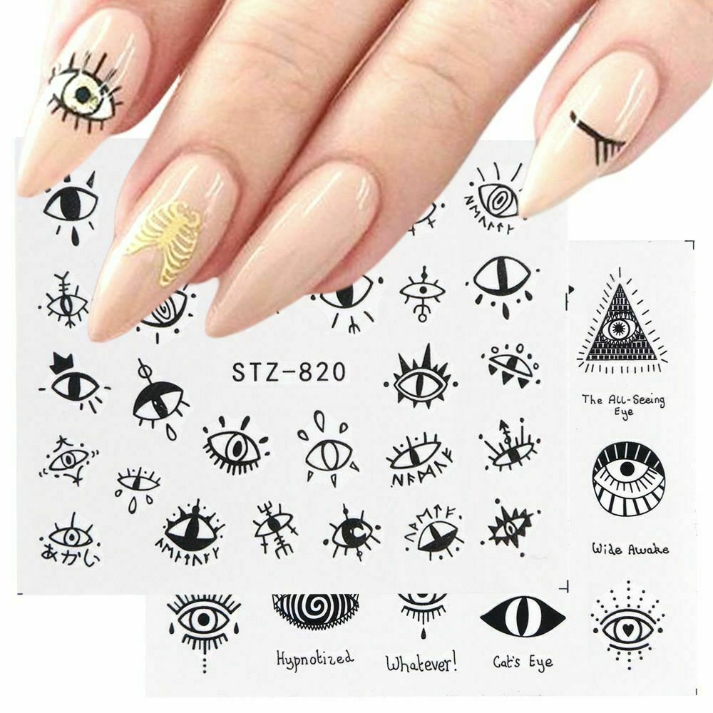 6 Sheets Water Transfer Nail Art Evil Eye Sticker Foil Manicure Tattoo NS28