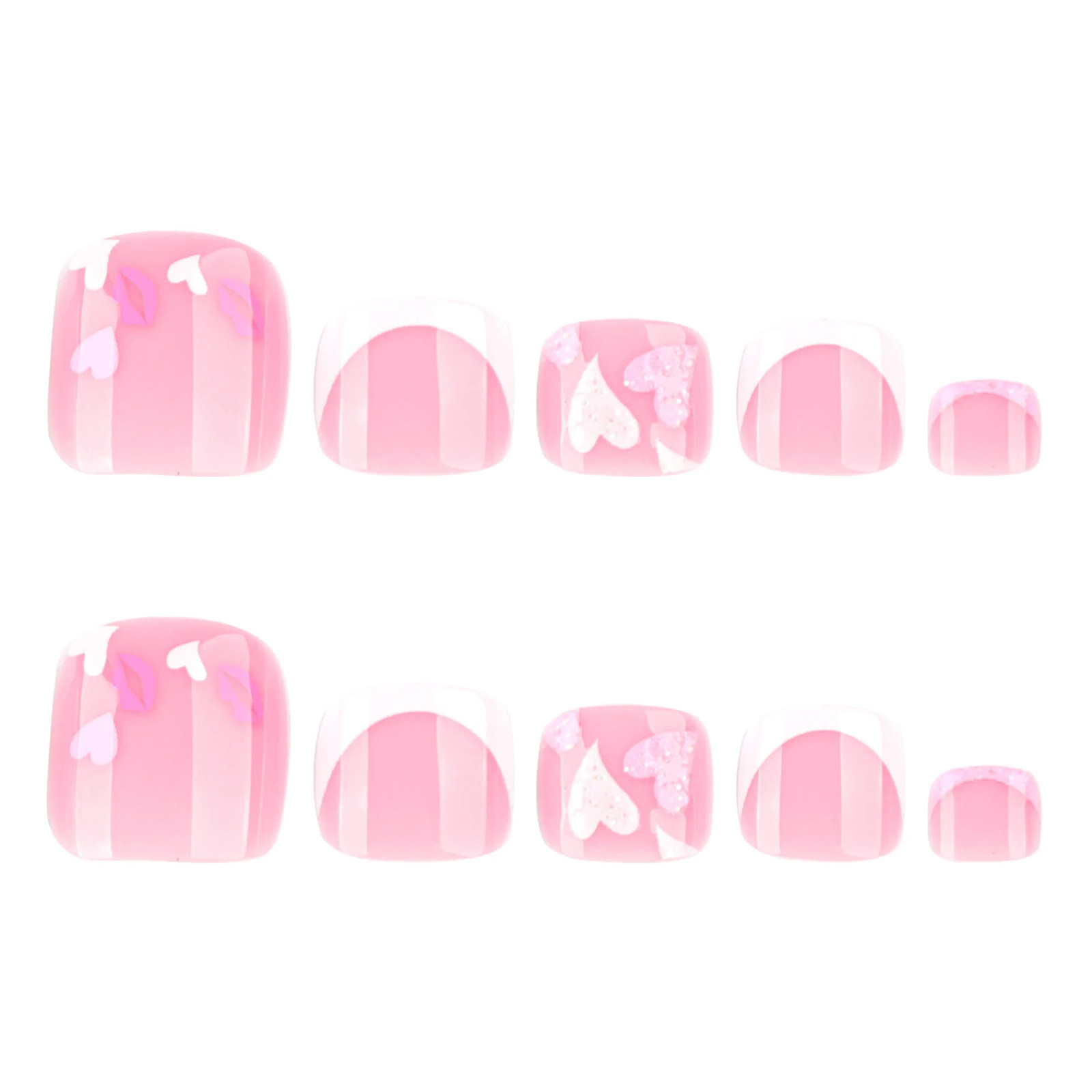 24pcs Gold Edge French Nude Pink Press On Toenails