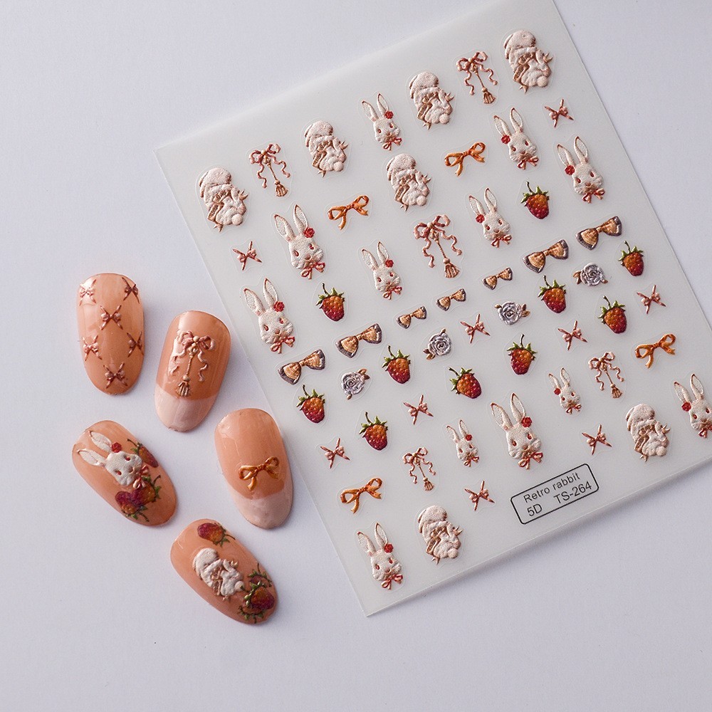 2Pcs NAIL ART Rabbit Bunny Carrot Fruit Stickers Decoration NS54