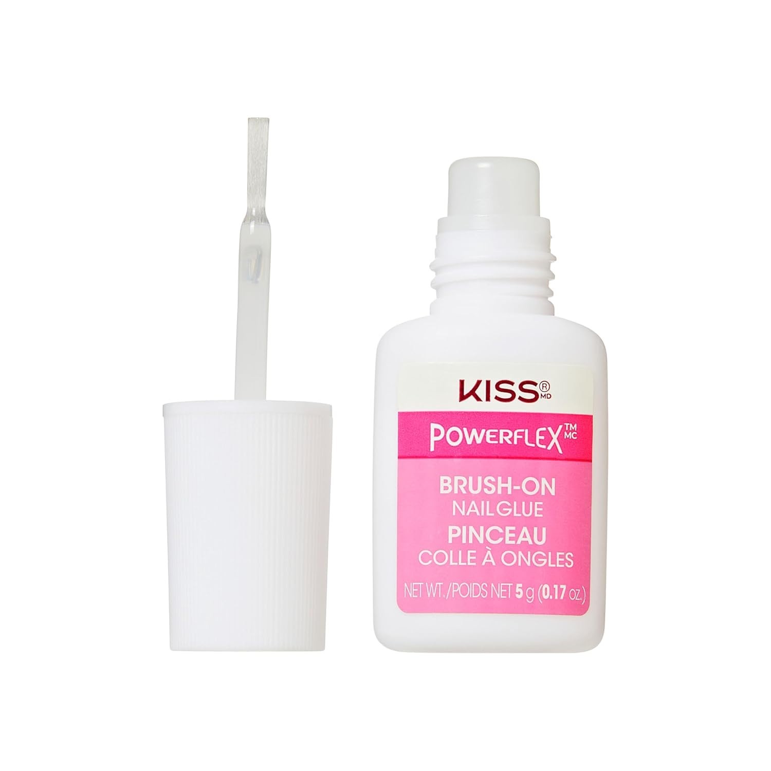 KISS PowerFlex Brush-On Nail Glue for Press On Nails, Ultra Hold Flex Formula 5g