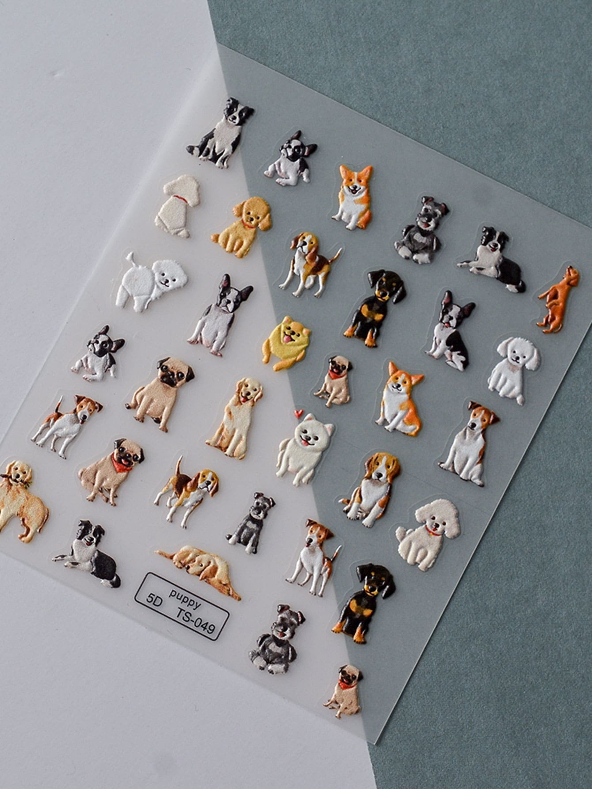 1sheet Dog Pattern Nail Sticker Self-Adhesive Nail Decals Nail Decals Nail