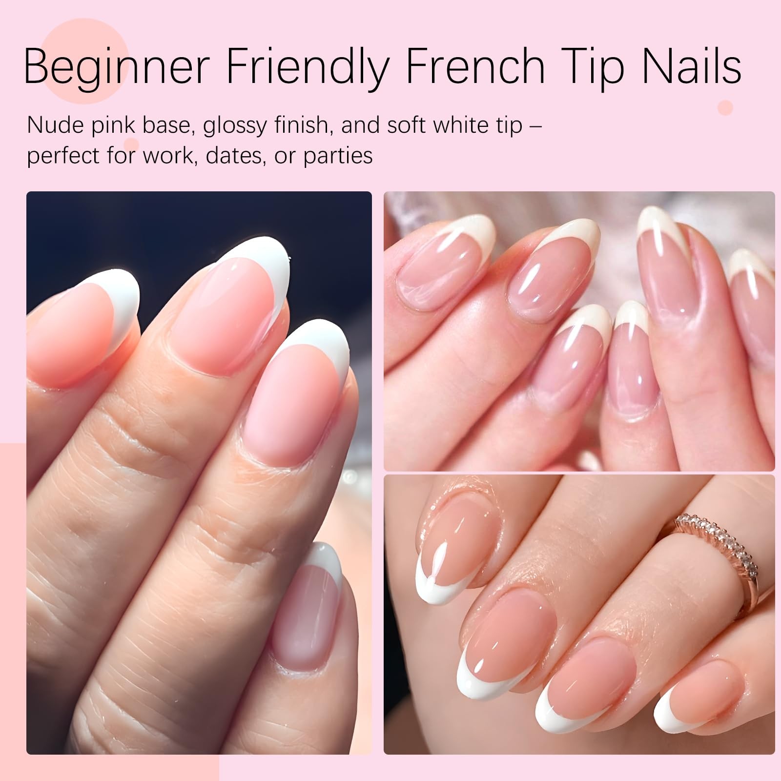 AddFavor 240pcs French Tip Press on Nails Short Oval Fake Nails, White French…