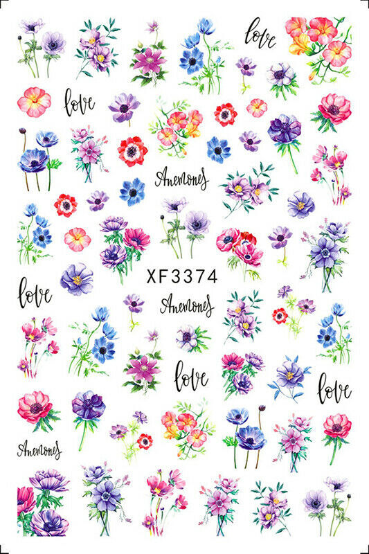 3D Nail Art Sticker Tropical Leaf Daisy Trefoil Abstract Decal Manicure DIY NS36