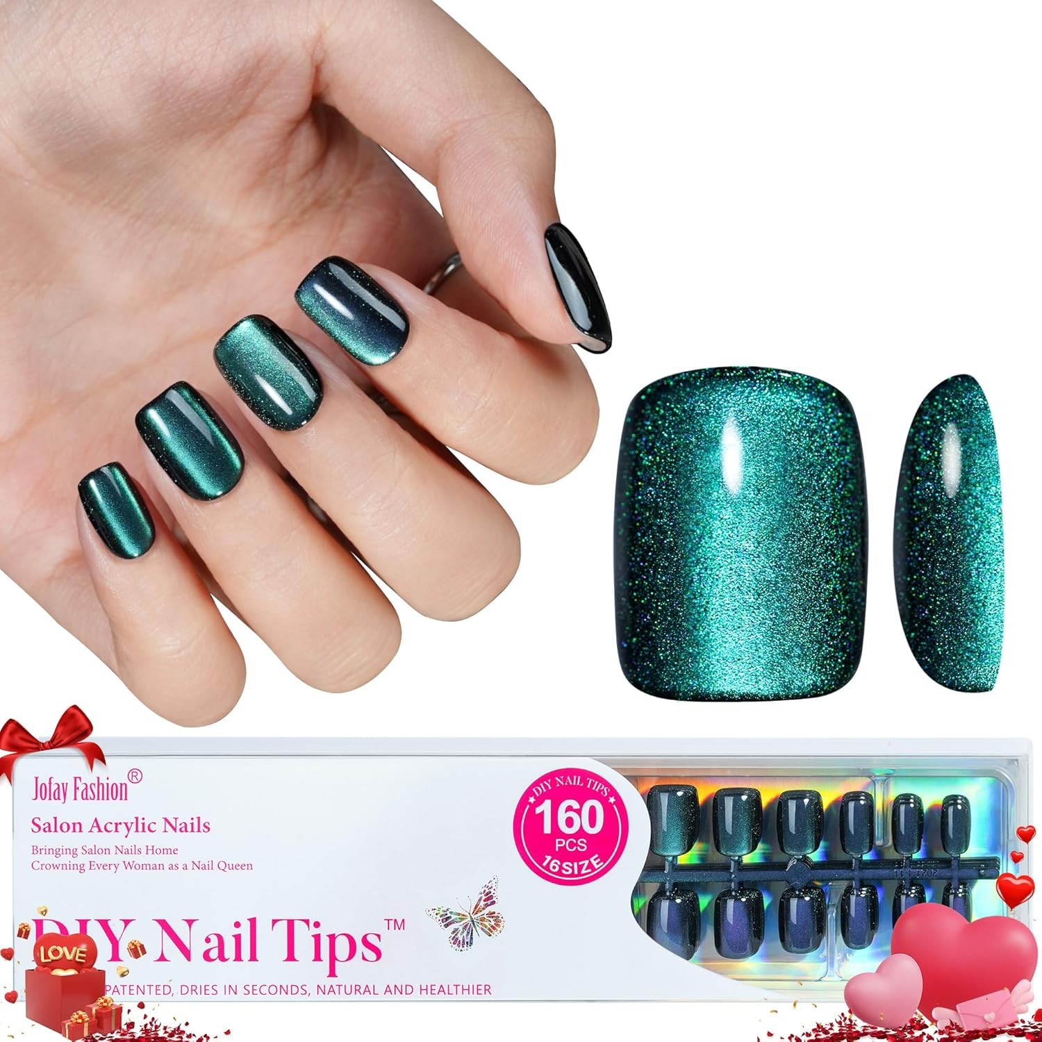 Bt Art Box Press On Nails – 160 PCS Soft Gel Fake Nails Kit for Manicure