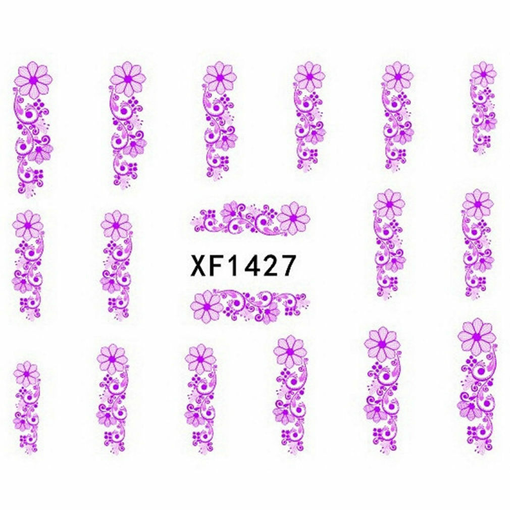 Nail Art Water Transfer Sticker Decal Stickers Pretty Flowers Pink XF1427