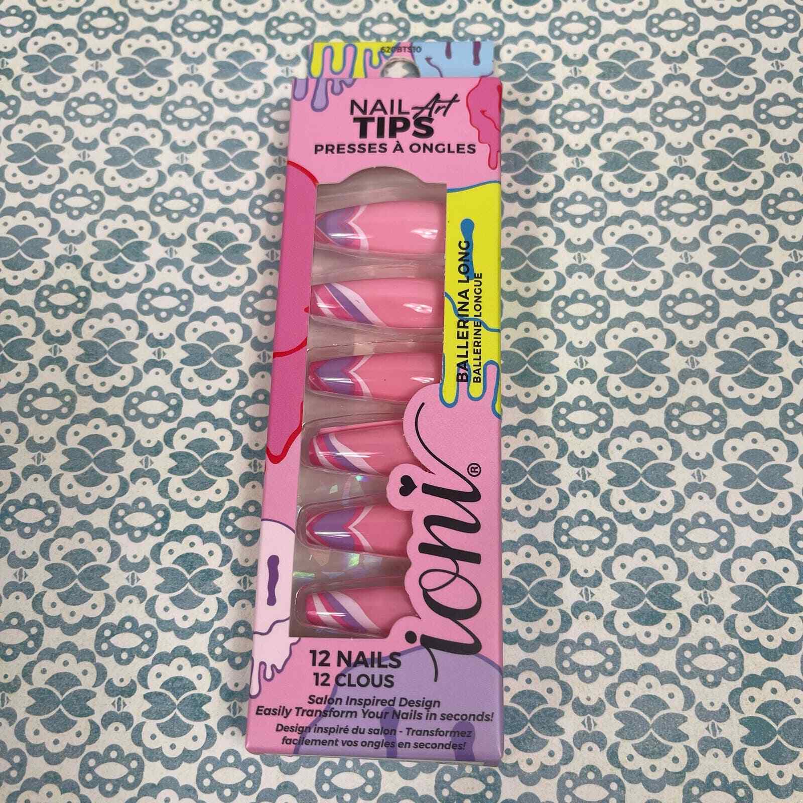 Ioni Press On Glue Nails Ballerina Long