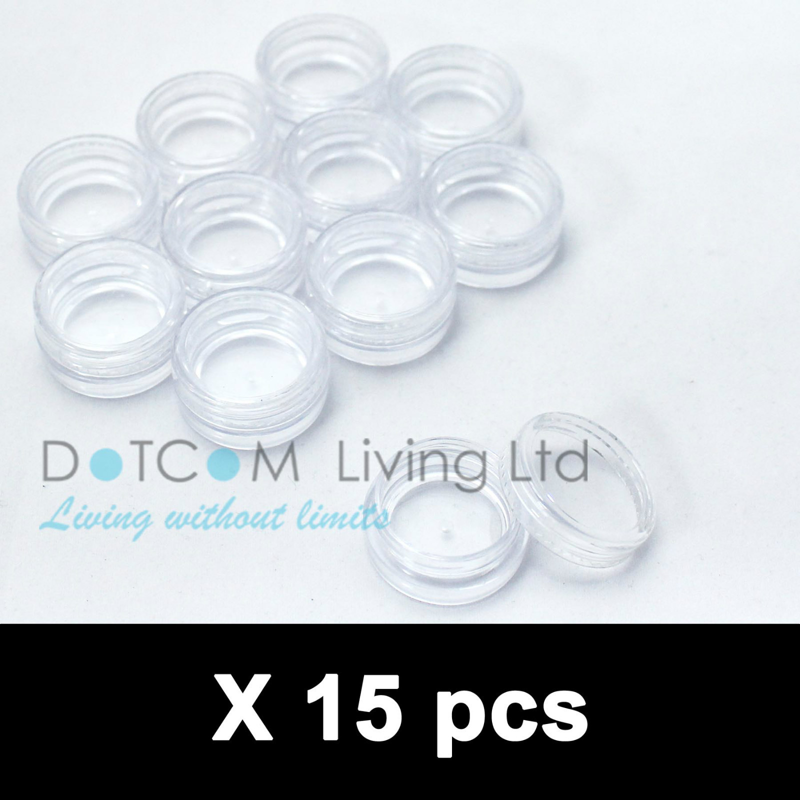 Plastic Pot Clear Empty 3ML screw top Jar/Pot glitter nail art beads crafts Kit