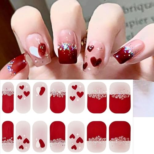 5 Sheets Valentines Day Nail Gel Stickers Cute Bow Heart Nail Polish Love-2