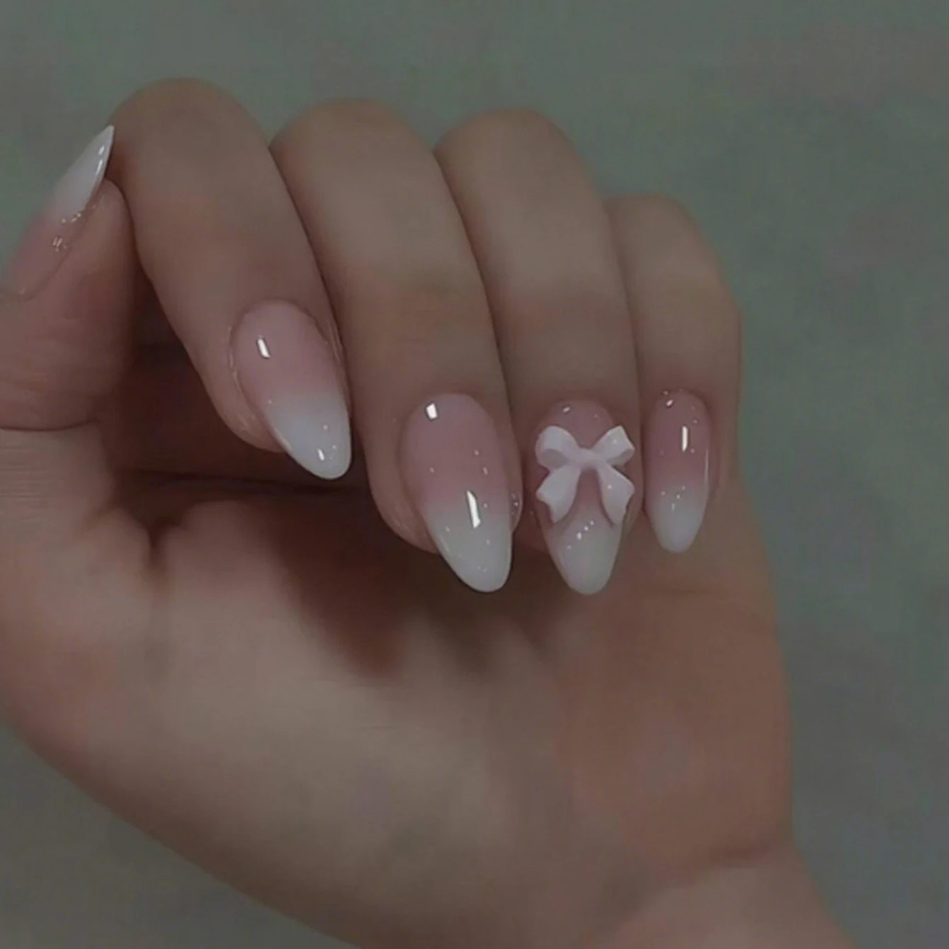 24PCS Press on Nails Short Almond Medium Fake False Nails With Glue Acrylic