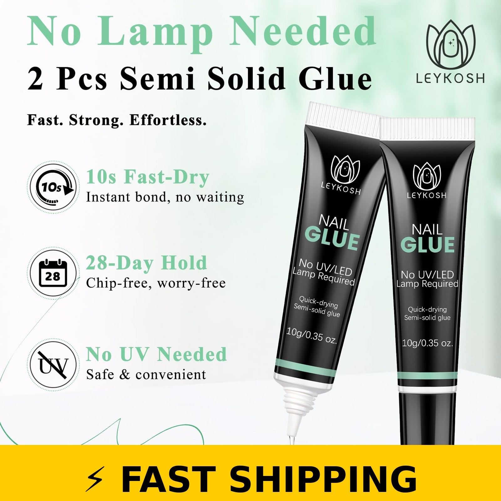 LEYKOSH Nail Glue for Press Ons – Fast-Drying 28+ Days