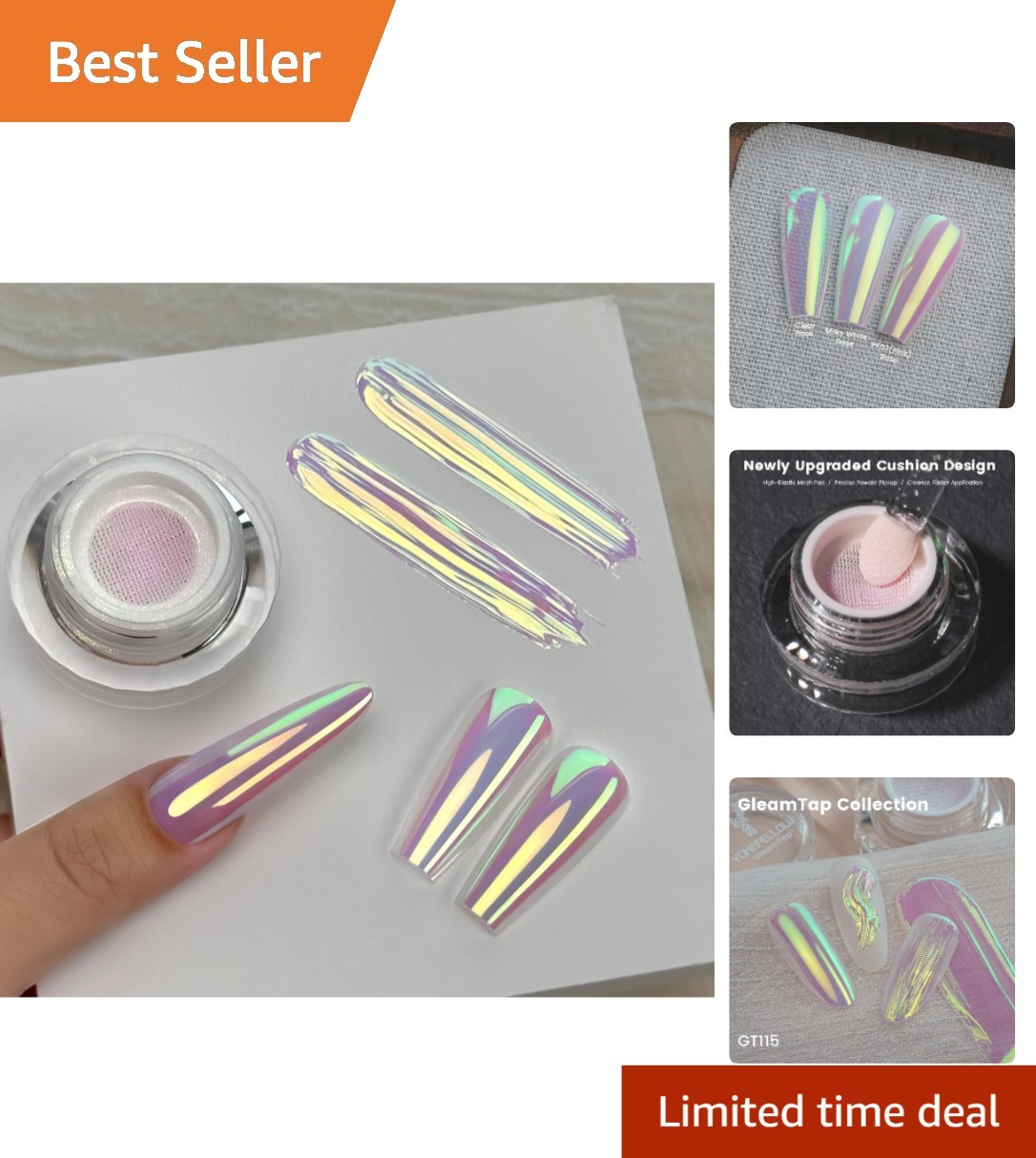 GleamTap Nail Powder 15g – Easy Application Aurora Chrome for Stunning Manicures