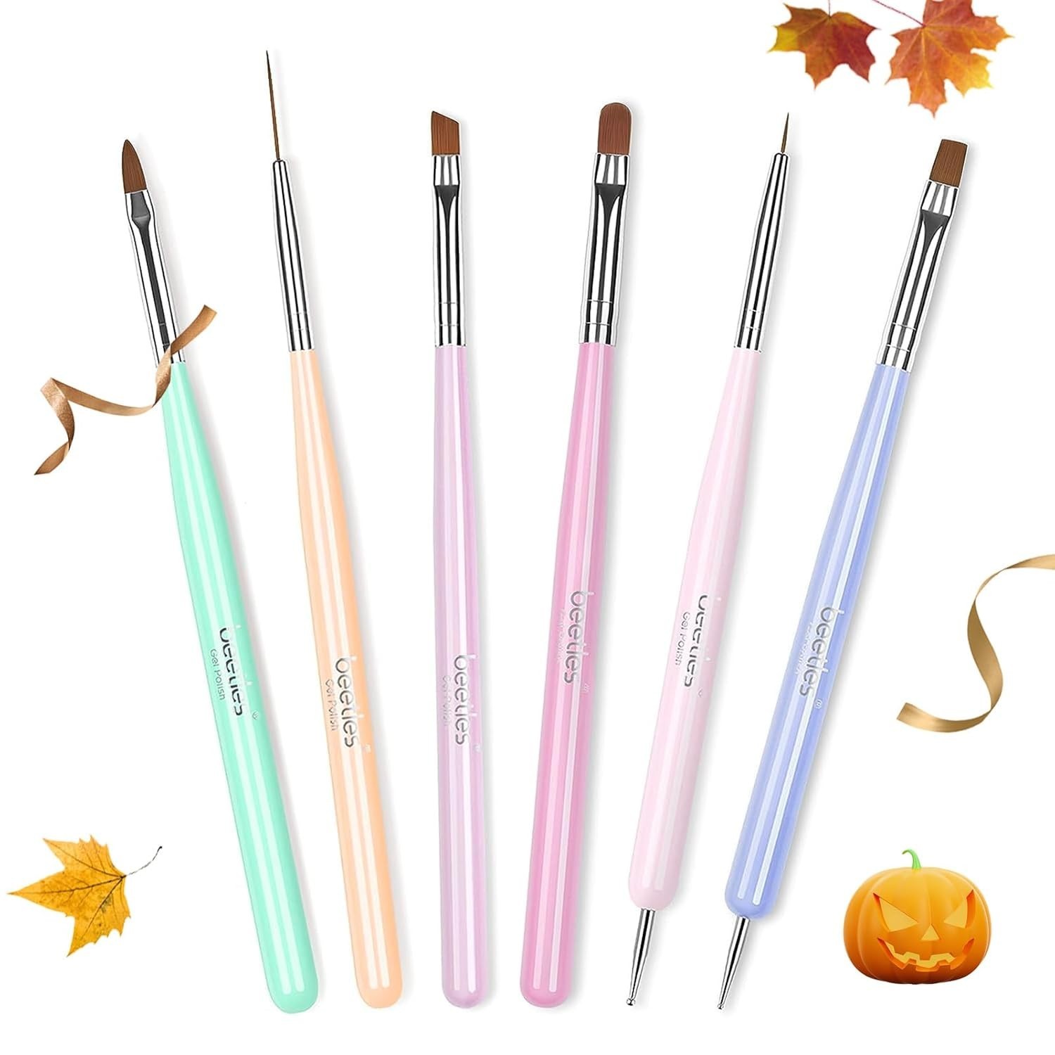 Professional Nail Brushes 6 Pcs Set with Wood Alloy Handles for Nail Art
