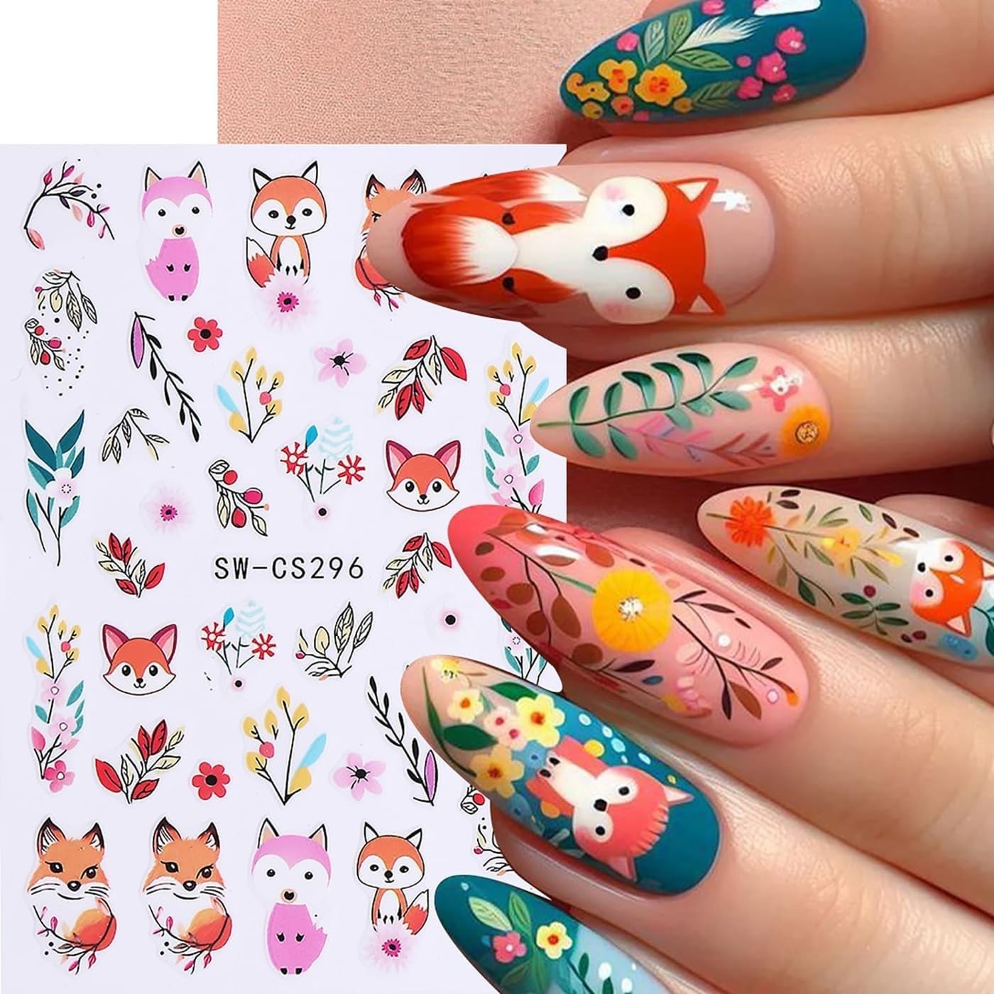 Fall Nail Stickers for Nail Art Tree Leaf Fox Nail Art Stickers Flower Nail D…
