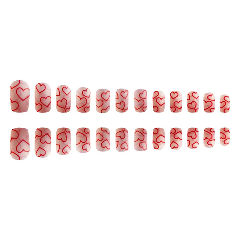 Sweet Love Square Matte Glossy Press On Nails For Women