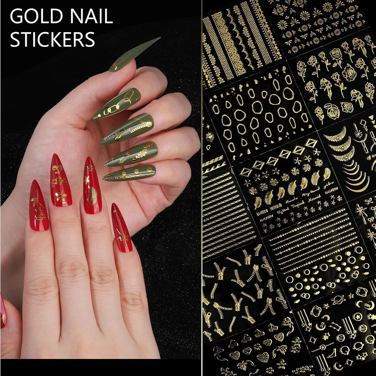 Elegant Gold Nail Charms & Rhinestones Set – 21 Unique Designs for Exquisite Art