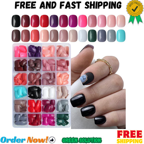 576Pc round Square Press on Nails Short Fake Nails, XS Short Press on Nails Squo