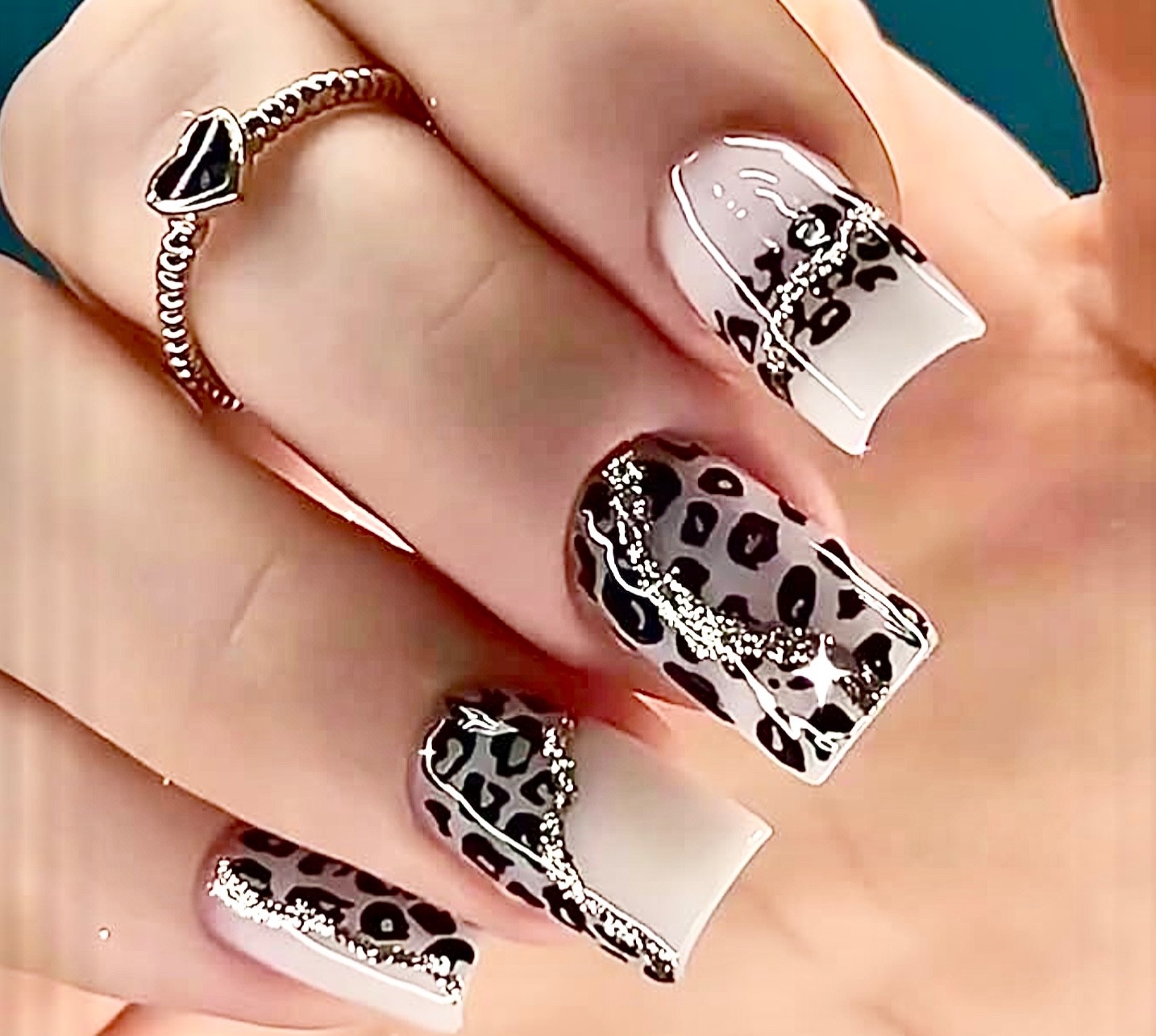 5 Nails Kits – GOTHIC Black Rhinestone Lace, Silver GLITTER French, WEDNESDAY +