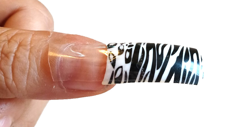 age! Remnant ~75 FAKE PLASTIC SQUARE FRENCH NAIL TIPS ART WHT BLACK ZEBRA JAGUAR